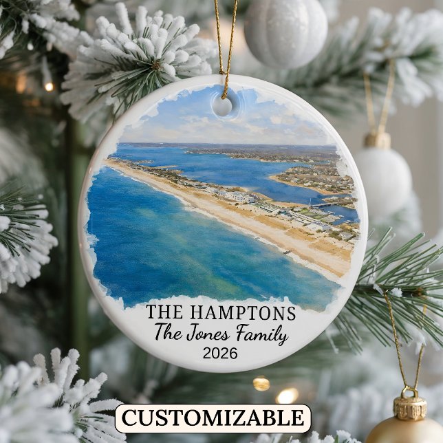 Personalised The Hamptons, Custom New York Ceramic Tree Decoration (Creator Uploaded)