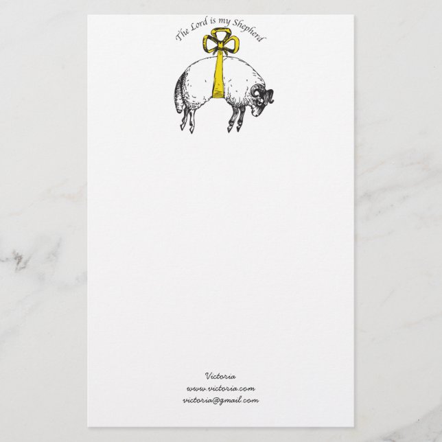 Personalised The LORD is my shepherd Psalm 23 Stationery (Front)