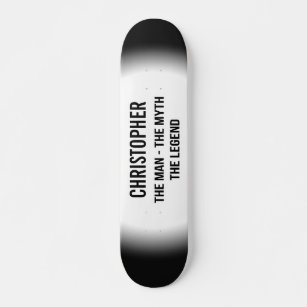 Personalised The Man Black White Urban Monogram Skateboard
