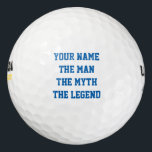 Personalised The man myth legend golf ball set<br><div class="desc">Personalised The man myth legend golf ball set. Custom The man the myth the legend golf balls. Personalised golf ball set with name or monogram. Customisable template with fun quote / saying. Funny manly gift idea for golfers and golfing fans. Create your own for sporty dad, father, uncle, grandpa, husband,...</div>