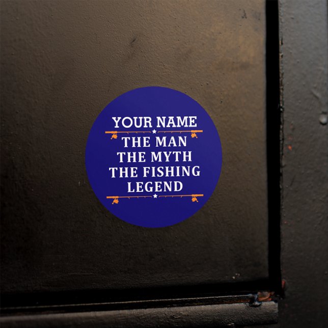 Personalised The Man The Myth The Fishing Legend Classic Round Sticker (Creator Uploaded)
