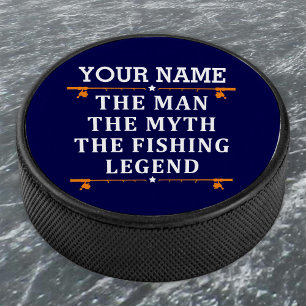 Personalised The Man The Myth The Fishing Legend Hockey Puck