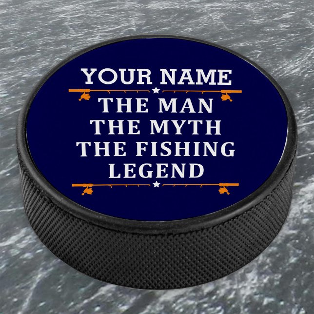 Personalised The Man The Myth The Fishing Legend Hockey Puck (Creator Uploaded)