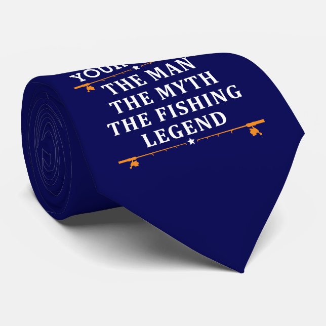 Personalised The Man The Myth The Fishing Legend Tie (Rolled)