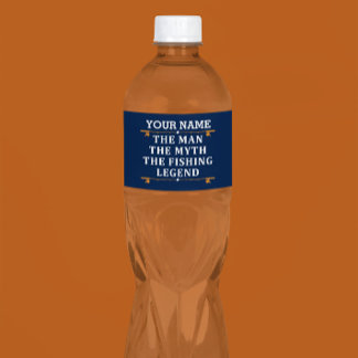 Personalised The Man The Myth The Fishing Legend Water Bottle Label