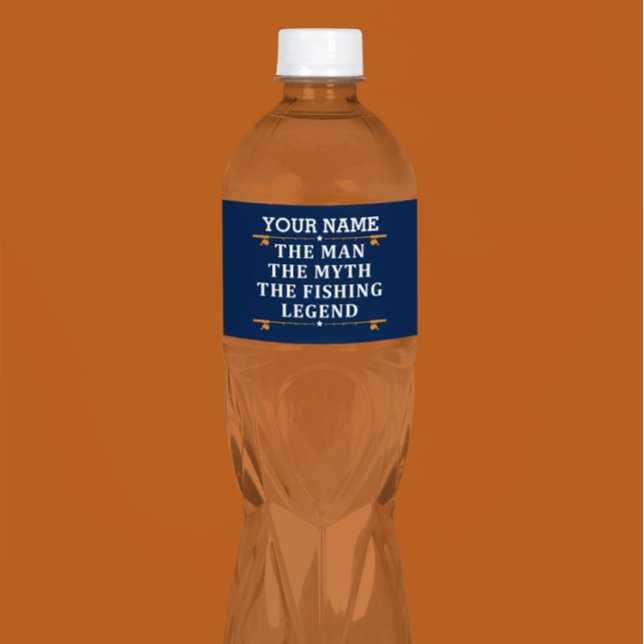 Personalised The Man The Myth The Fishing Legend Water Bottle Label (Creator Uploaded)