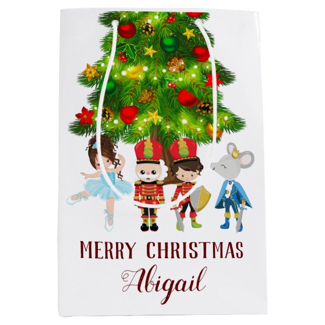 Personalised The Nutcracker Ballet Christmas Medium Gift Bag (Front)