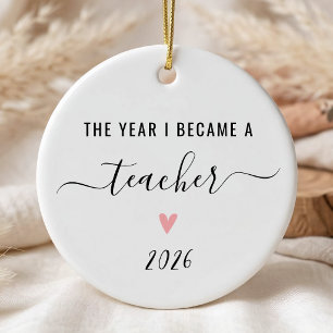 Personalised The Year I Became A Teacher Ceramic Tree Decoration