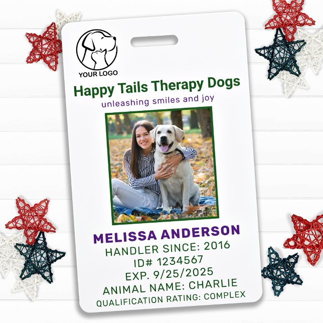 Personalised Therapy Animal Dog Photo ID Badge (Creator Uploaded)