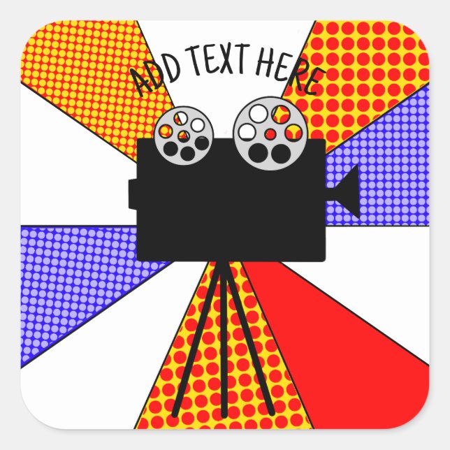 Personalised these Retro Pop Art Movie Projector   Square Sticker (Front)