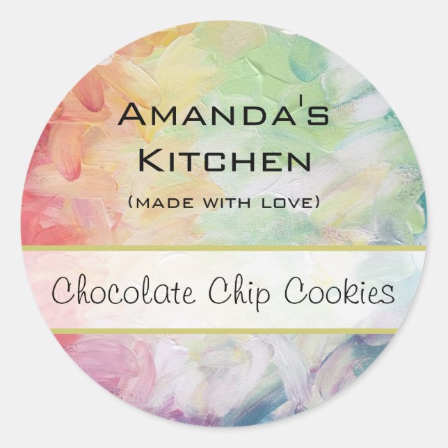 Personalised Thick Textured Abstract Paint Kitchen Classic Round Sticker (Front)