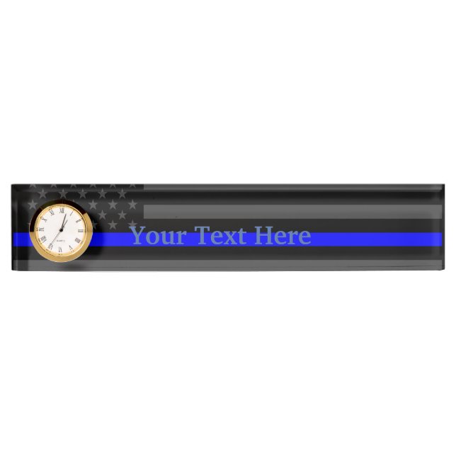 Personalised Thin Blue Line American Flag Decor Nameplate (Front)