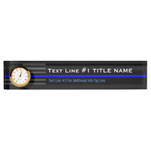 Personalised Thin Blue Line American Flag on a Nameplate