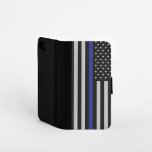 Personalised Thin Blue Line American Flag Samsung S4 Wallet Case<br><div class="desc">Personalised Thin Blue Line American Flag Designs for Patriot.</div>