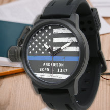 Personalised Thin Blue Line Badge Number Police