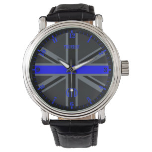 Personalised Thin Blue Line Dial Union Jack Watch