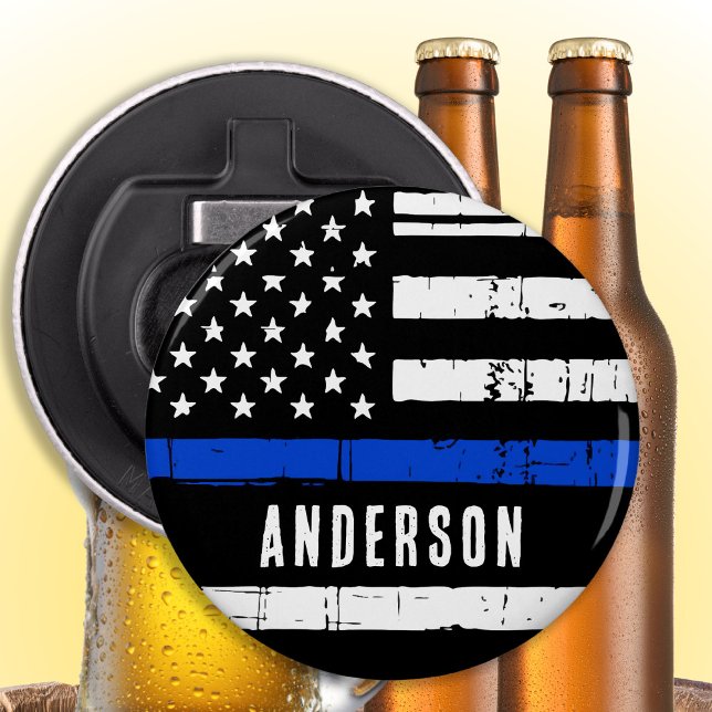 Personalised Thin Blue Line Flag Police Bottle Opener (Creator Uploaded)