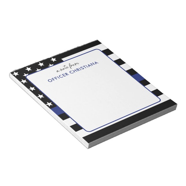 Personalised Thin Blue Line Flag Police Officer Notepad (Angled)