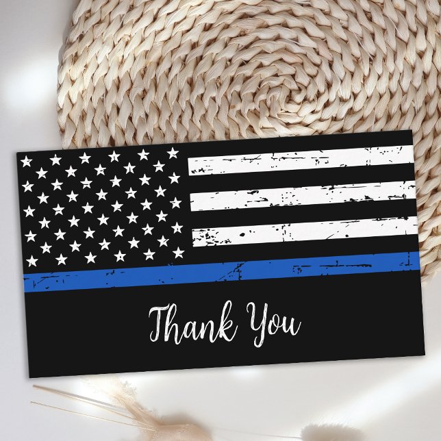 Personalised Thin Blue Line Flag Police Thank You Business Card (Creator Uploaded)