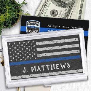 Personalised Thin Blue Line Police Business Card Holder