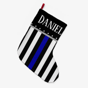 Personalised Thin Blue Line Police Flag Large Christmas Stocking