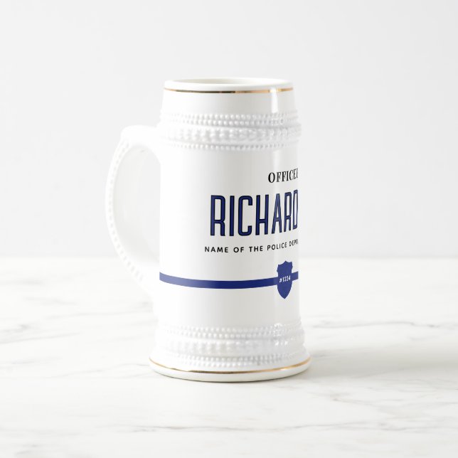 Personalised Thin Blue Line Police Officer Beer Stein (Front Left)