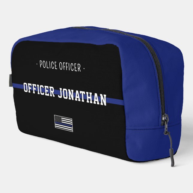 Personalised Thin Blue Line Police Officer Flag Dopp Kit (Right Corner)