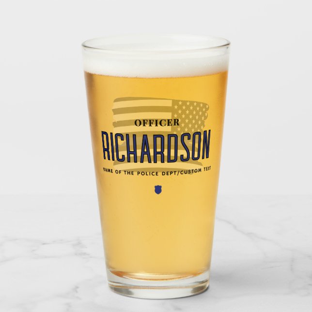 Personalised Thin Blue Line Police Officer Flag Glass (Front Filled)