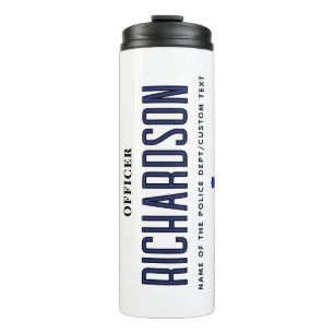 Personalised Thin Blue Line Police Officer Flag Thermal Tumbler