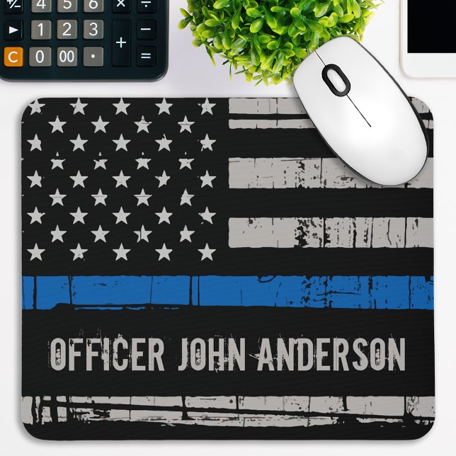 Personalised Thin Blue Line Police Officer Mouse Pad (Creator Uploaded)