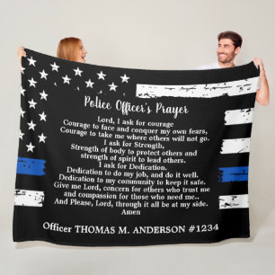 Personalised Thin Blue Line Police Officer Prayer Fleece Blanket