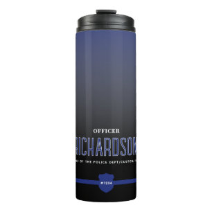 Personalised Thin Blue Line Police Officer Thermal Tumbler
