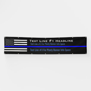 Personalised Thin Blue Line US Flag Long Display Banner