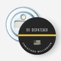 Personalised Thin Gold Line Flag 911 Dispatcher