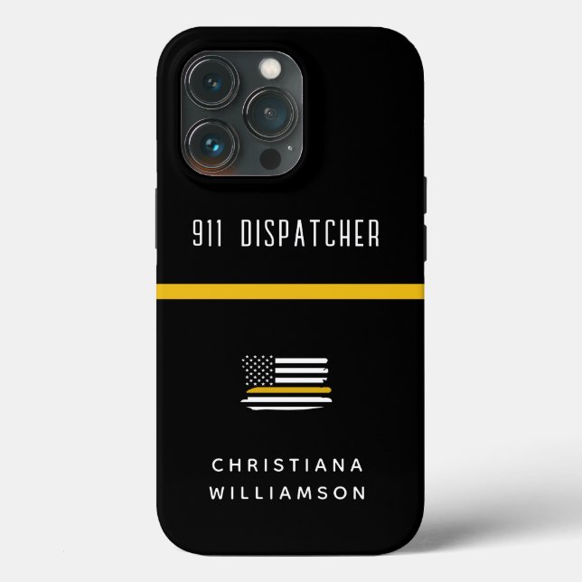 Personalised Thin Gold Line Flag 911 Dispatcher  Case-Mate iPhone Case (Back)