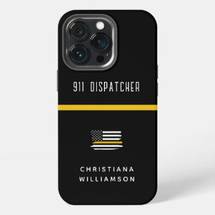 Personalised Thin Gold Line Flag 911 Dispatcher  iPhone 13 Pro Case