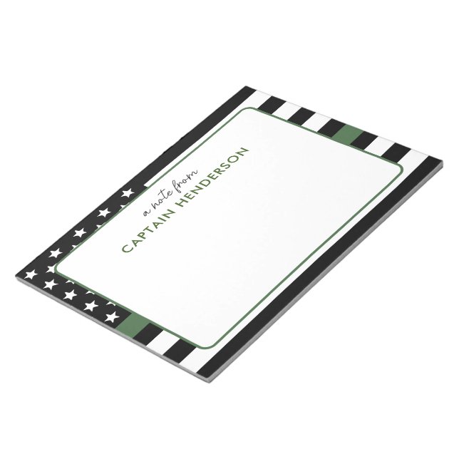 Personalised Thin Green Line Flag Army Military Notepad (Angled)