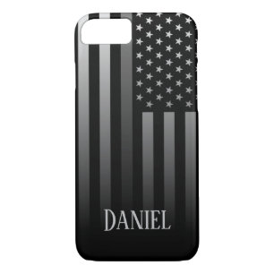 Personalised Thin Grey Line Flag Case-Mate iPhone Case