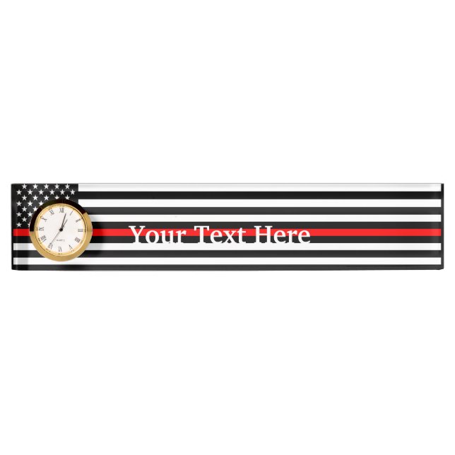 Personalised Thin Red Line American Flag Display Nameplate (Front)
