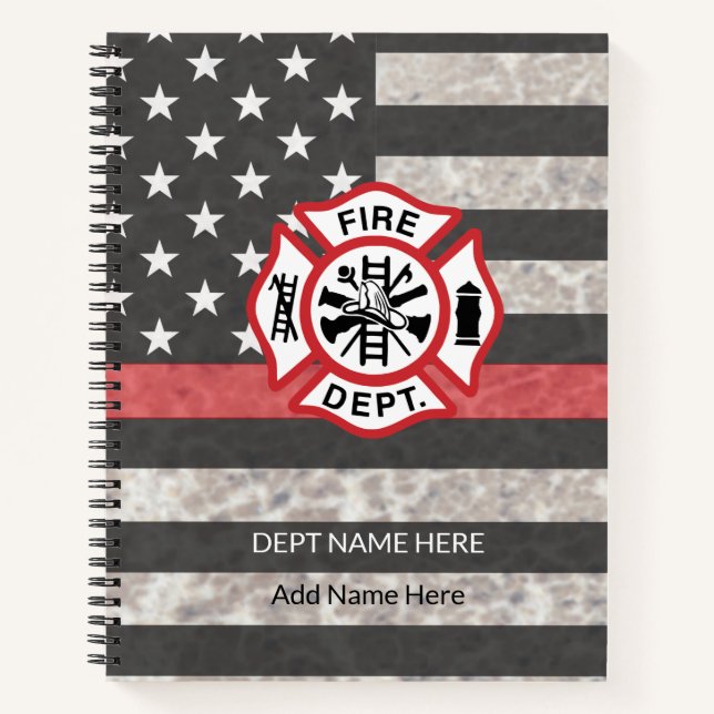 Personalised Thin Red Line Firefighter Notebook (Front)