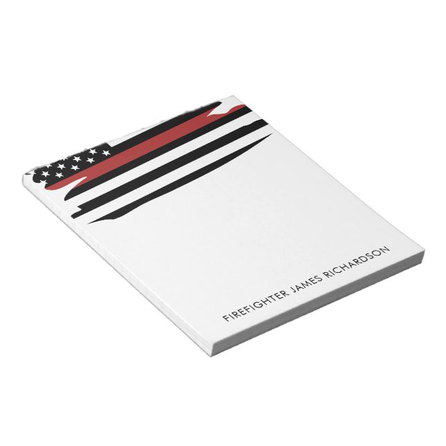 Personalised Thin Red Line Firefighter Notepad (Angled)