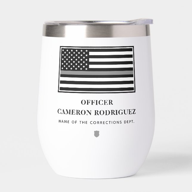 Personalised Thin Silver Line Correctional Officer (Left)