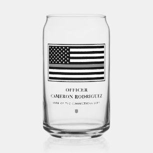 Personalised Thin Silver Line Correctional Officer Can Glass