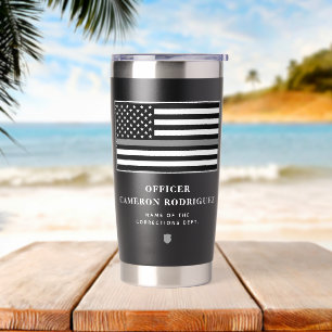 Personalised Thin Silver Line Correctional Officer Insulated Tumbler