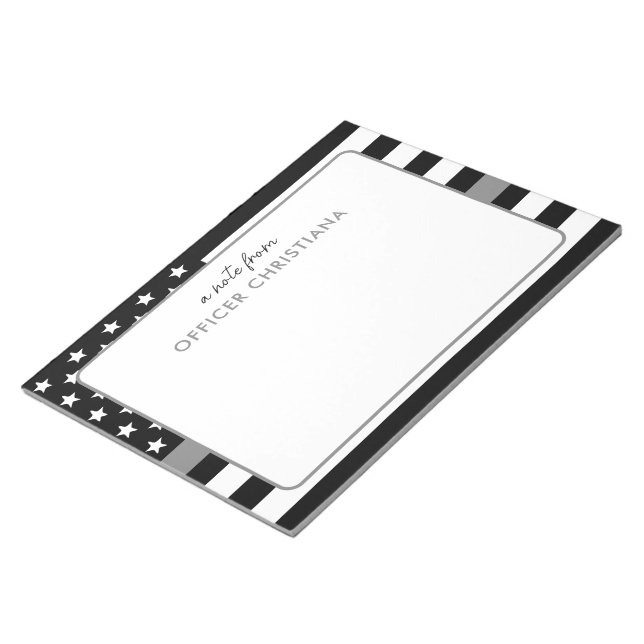 Personalised Thin Silver Line Correctional Officer Notepad (Angled)