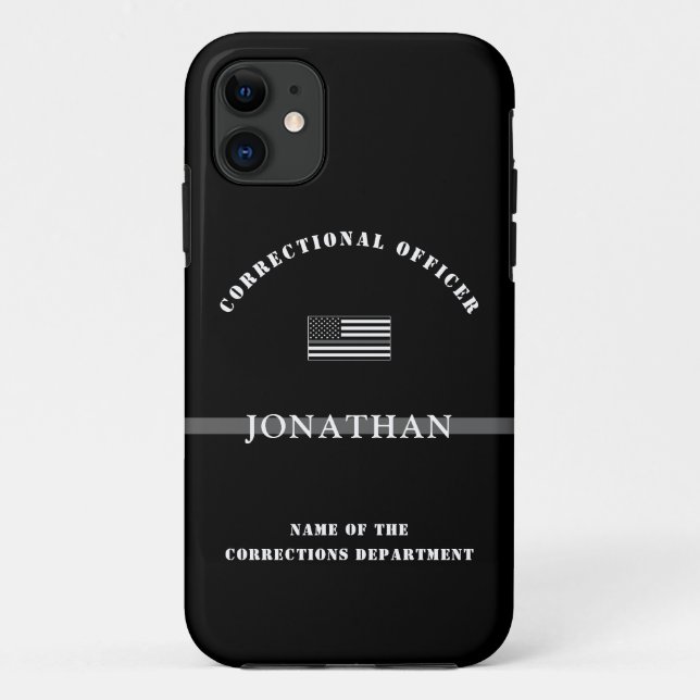 Personalised Thin Silver Line Corrections Officer Case-Mate iPhone Case (Back)