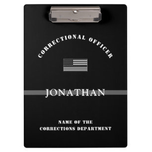 Personalised Thin Silver Line Corrections Officer Clipboard
