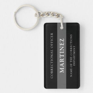 Personalised Thin Silver Line Corrections Officer Key Ring