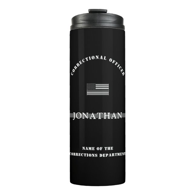 Personalised Thin Silver Line Corrections Officer Thermal Tumbler (Front)