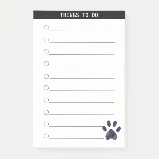 Personalised Things To Do & Cute Paw Post-it Notes (Front)